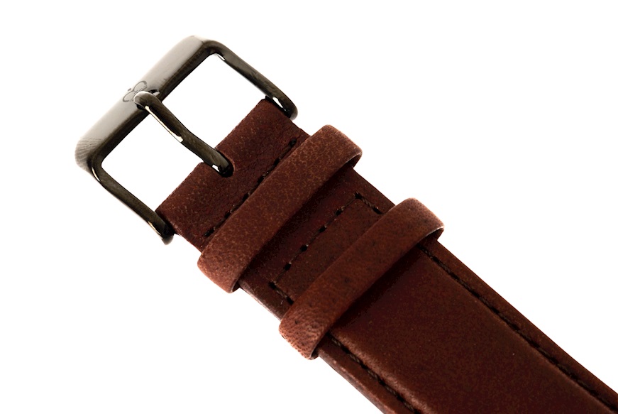 Orologio da polso acciaio con quadrante arancione e cinturino in pelle Royal London