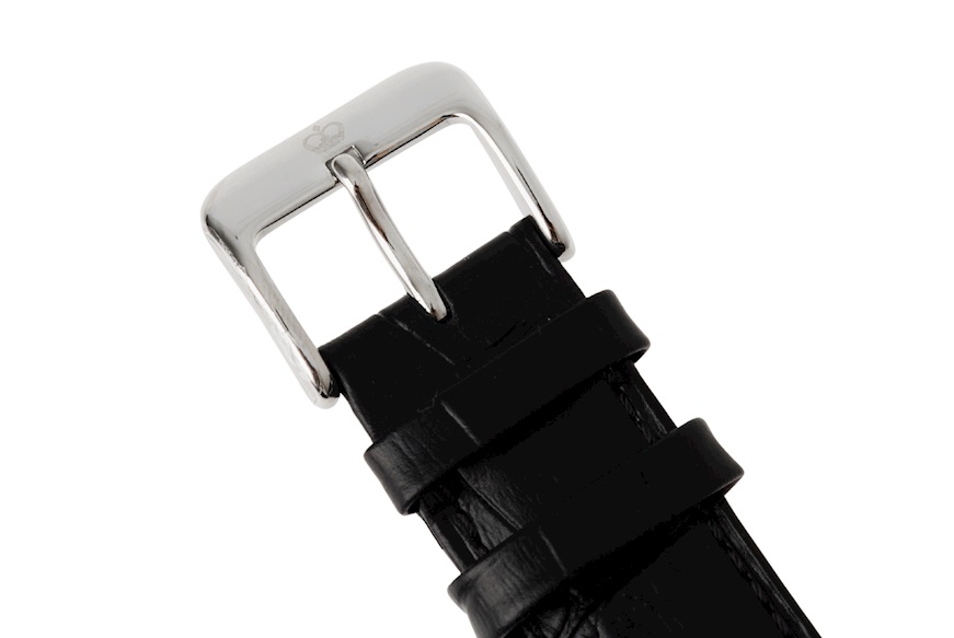 Orologio da polso acciaio con quadrante nero e cinturino in pelle Royal London