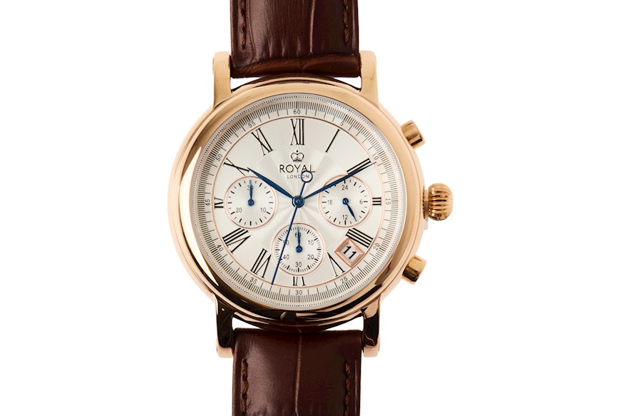 Orologio da polso acciaio con quadrante bianco e cinturino in pelle Royal London