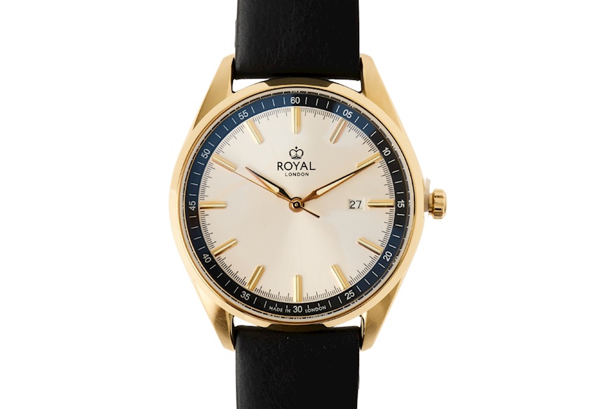 Orologio da polso acciaio con quadrante bianco e cinturino in pelle Royal London