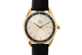 Orologio da polso uomo acciaio con quadrante bianco e cinturino in pelle Royal London