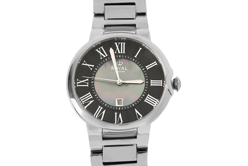 Orologio da polso acciaio con quadrante nero Royal London