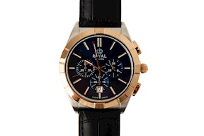 Orologio da polso acciaio con quadrante blu e cinturino in pelle Royal London