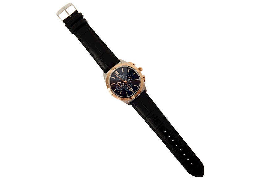 Orologio da polso acciaio con quadrante blu e cinturino in pelle Royal London