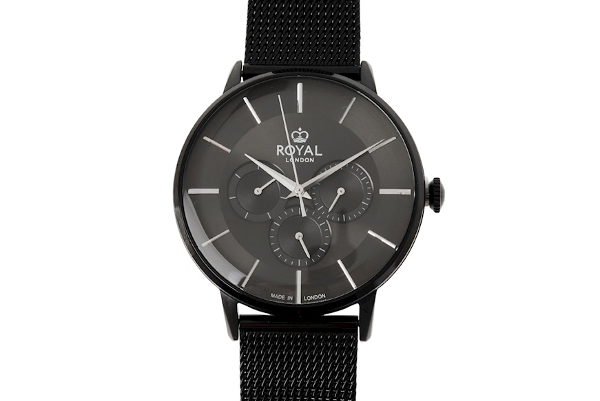 Orologio da polso acciaio con quadrante nero Royal London