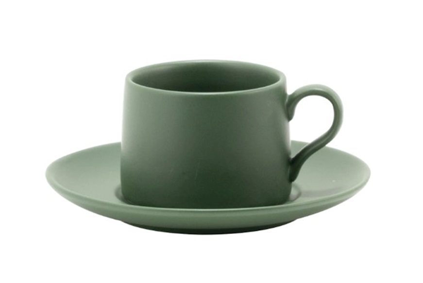Tazza caffè con piattino Levante porcellana verde Zafferano