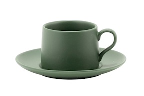 Tazza caffè con piattino Levante porcellana verde Zafferano
