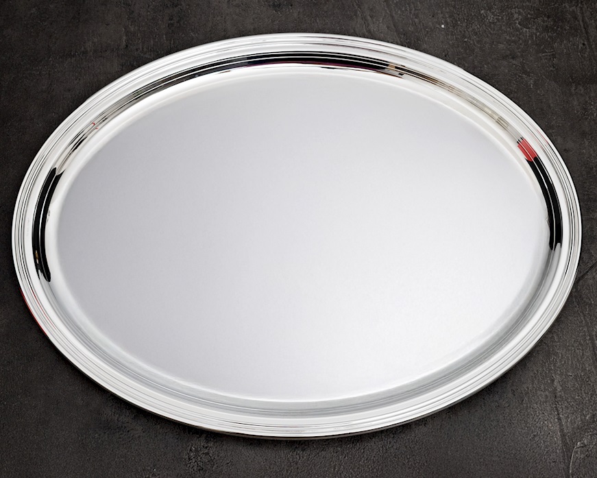 Vassoio ovale argento 968 grammi in stile Inglese usato ricondizionato Zanolli Vintage