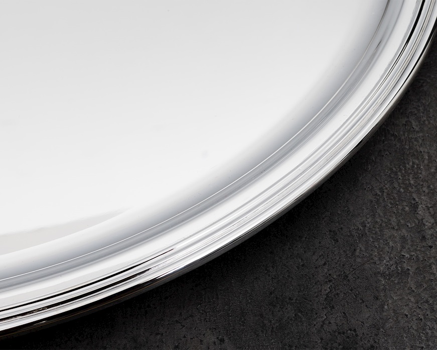 Vassoio ovale argento 968 grammi in stile Inglese usato ricondizionato Zanolli Vintage