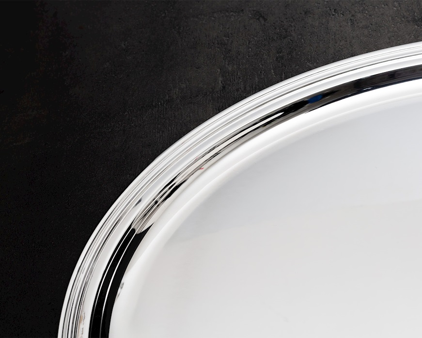 Vassoio ovale argento 968 grammi in stile Inglese usato ricondizionato Zanolli Vintage