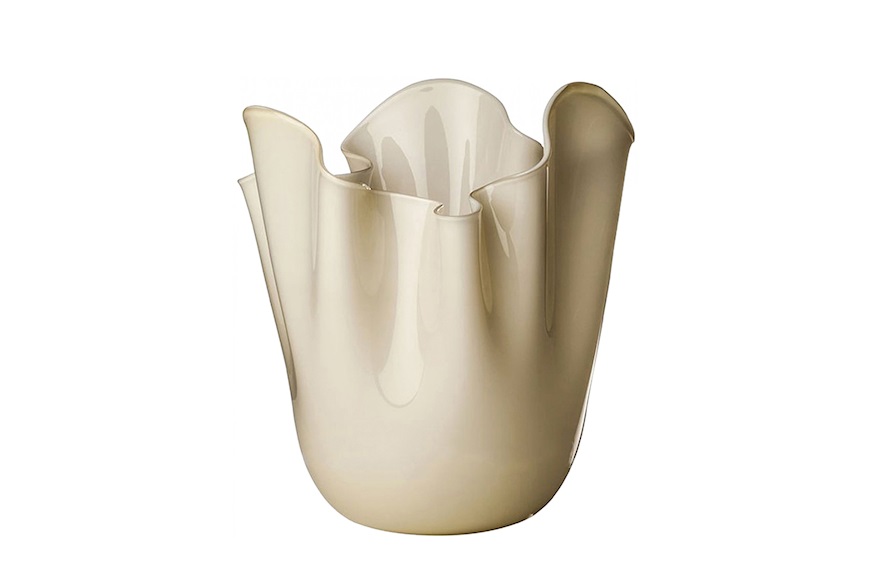 Vaso Fazzoletto vetro di Murano opalino paglierino Venini