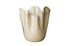 Vaso Fazzoletto vetro di Murano opalino paglierino Venini