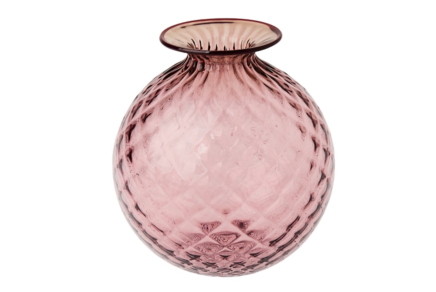 Vaso Monofiore Balloton vetro di Murano ametista con filo rosso Venini