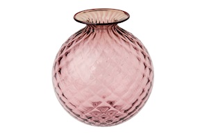 Vaso Monofiore Balloton vetro di Murano ametista con filo rosso Venini