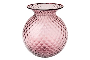 Vaso Fiori Balloton vetro di Murano ametista con filo rosso