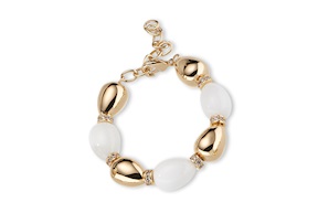 Bracciale ottone finitura oro agata bianca e zirconi Sovrani