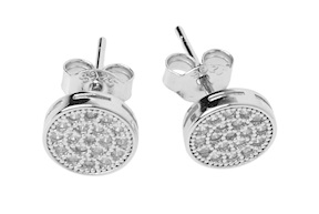 Orecchini a lobo Bottone argento con zirconi Selezione Zanolli