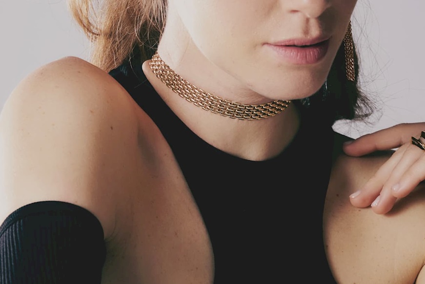 Necklace Panther in gilded bronze Unoaerre
