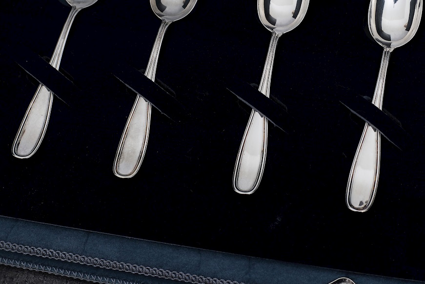 Set cucchiaini caffè argento 93 grammi 12 pezzi in stile Inglese usato ricondizionato Zanolli Vintage