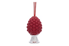 Fragrance diffuser Pine Cone porcelain red with silver base Selezione Zanolli