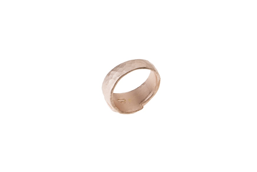 Anello argento rosato opaco martellato Selezione Zanolli
