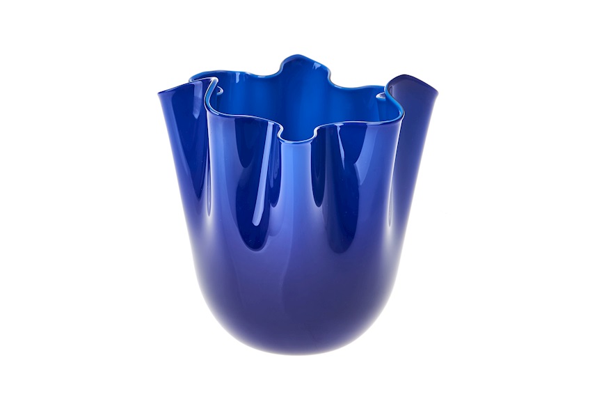 Vase Fazzoletto Murano glass sapphire Venini