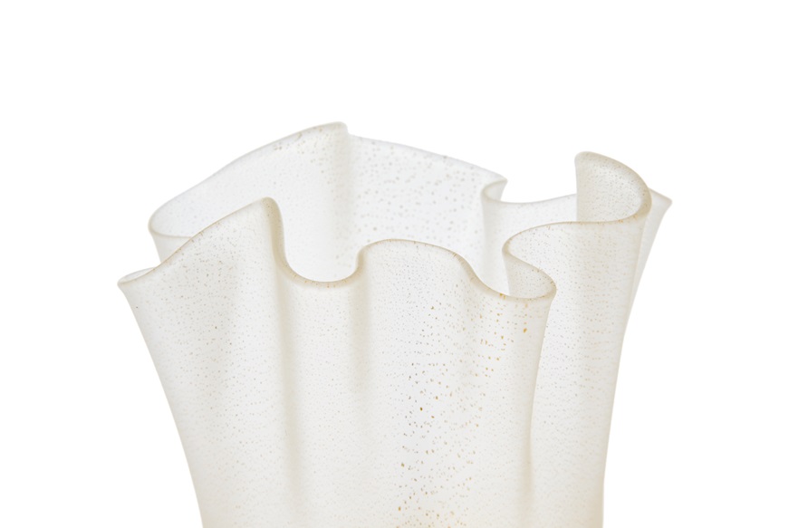 Vaso Fazzoletto vetro di Murano cristallo e oro sabbiato Venini