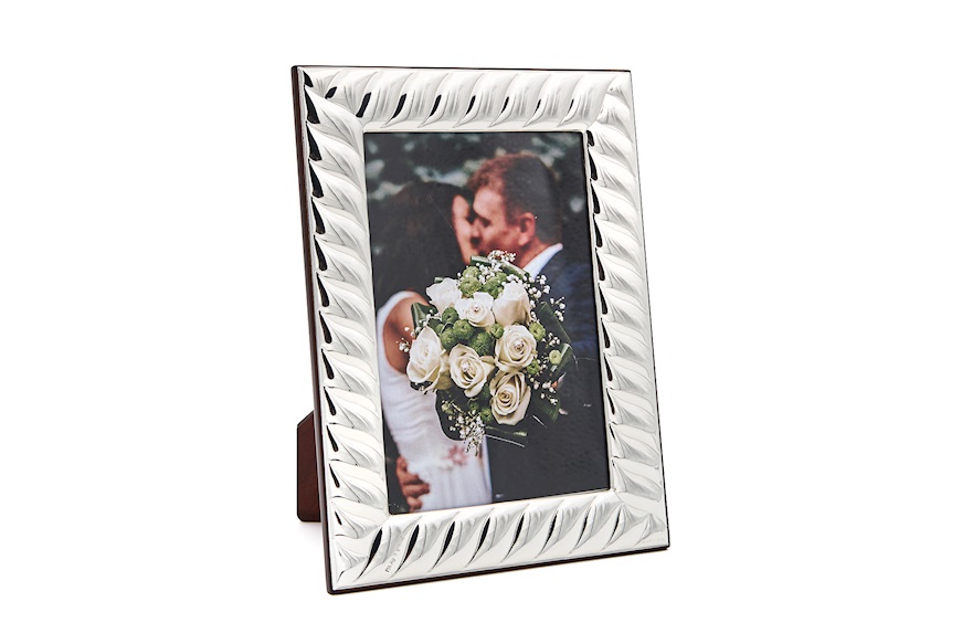 Cornice Portafoto argento bilaminato con decorazione torcon Zanolli