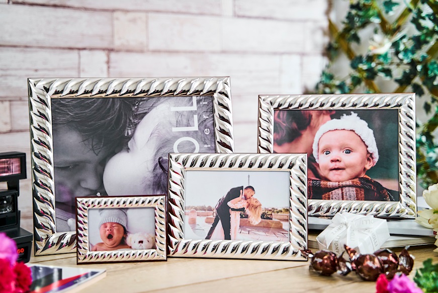 Cornice Portafoto argento bilaminato con decorazione torcon Zanolli