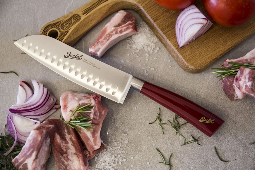 Coltello santoku Elegance acciaio con manico rosso Berkel