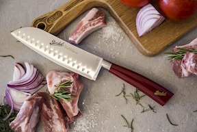 Coltello santoku Elegance acciaio con manico rosso Berkel