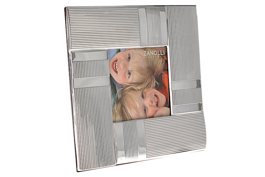 Cornice Techno argento a fascia larga rigata Selezione Zanolli