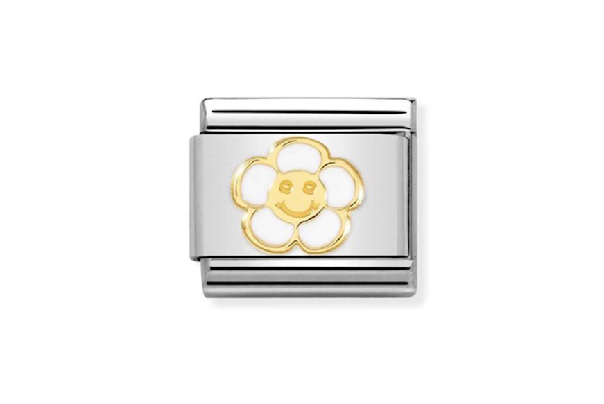 Fiore con Smile Composable acciaio oro e smalto Nomination