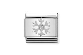 Fiocco di neve Composable acciaio argento e zirconi Nomination