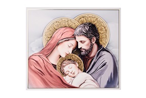 Sacra Famiglia argento pvd con foglia oro Selezione Zanolli