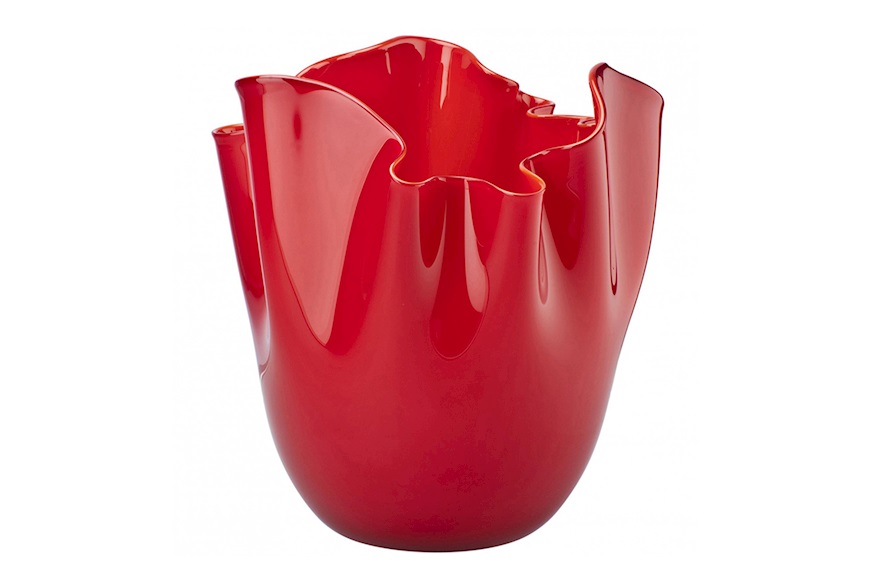 Vaso Fazzoletto vetro di Murano opalino rosso Venini