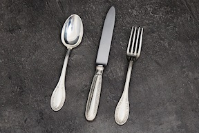 Set posatine bimbo argento 66 grammi 3 pezzi in stile Impero usato ricondizionato Zanolli Vintage