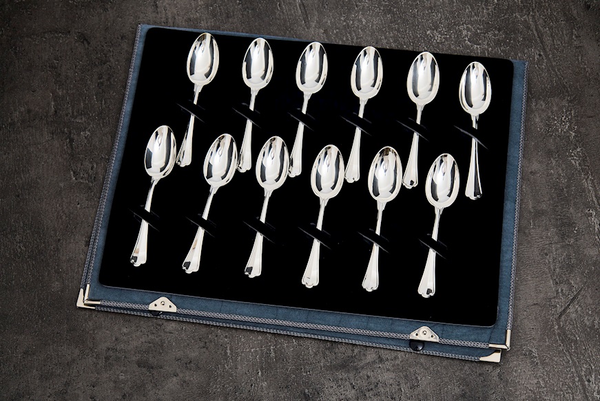 Set cucchiaini caffè argento 151 grammi 12 pezzi in stile San Marco usato ricondizionato Zanolli Vintage