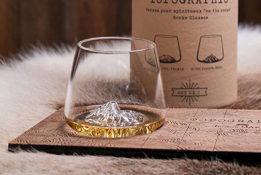 Whisky glass set Topographic Monte Bianco/Everest 2 pieces Alaskan Maker