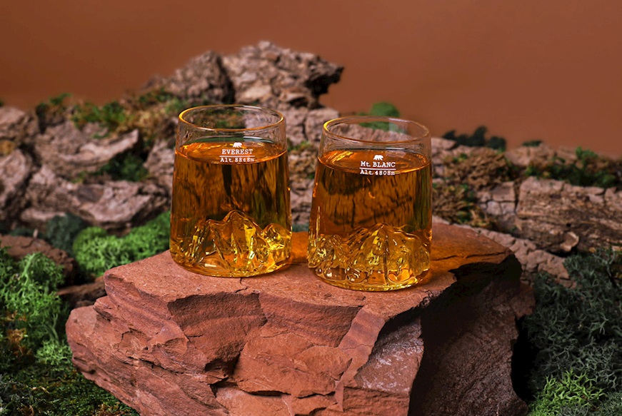 Shooter glass set Topographic Monte Bianco/Everest 2 pieces Alaskan Maker