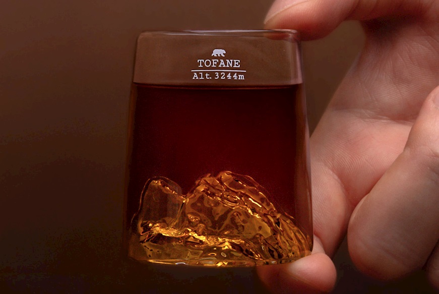 Shooter glass set Topographic Tre Cime/Monte Rosa/Tofane/Cervino 4 pieces Alaskan Maker