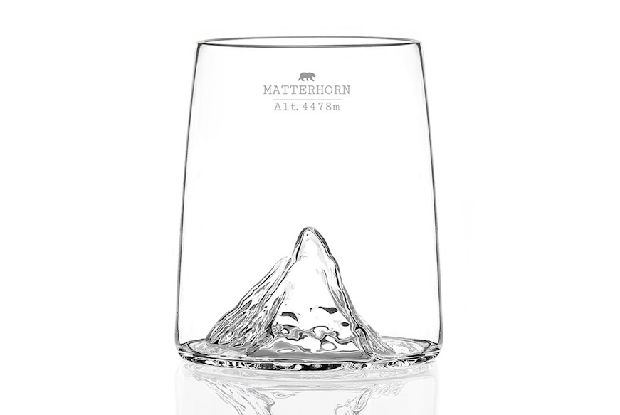 Shooter glass set Topographic Tre Cime/Monte Rosa/Tofane/Cervino 4 pieces Alaskan Maker
