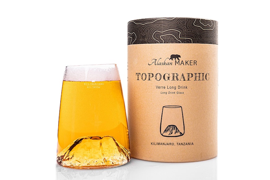 Long Drink Glass Topographic Kilimanjaro Alaskan Maker