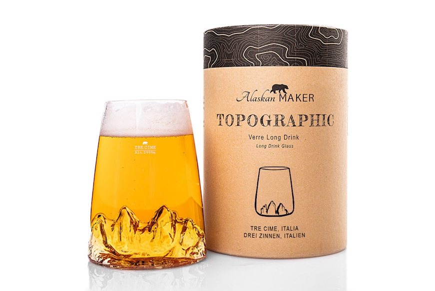 Long Drink Glass Topographic Tre Cime Alaskan Maker