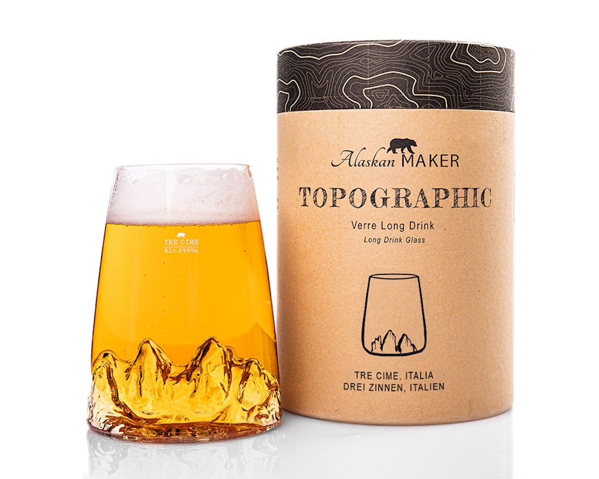 Long drink glass Topographic Tre Cime Alaskan Maker