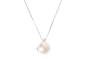 Necklace gold 750‰ with Akoya pearl and diamond Selezione Zanolli