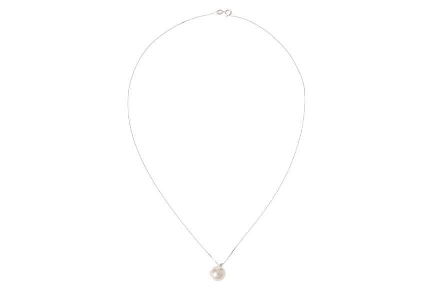 Necklace gold 750‰ with Akoya pearl and diamond Selezione Zanolli