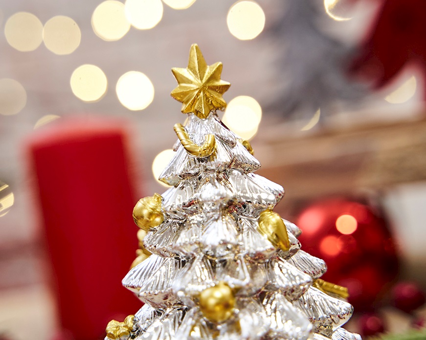 Idea regalo Natale Carillon albero di Natale con decori oro Selezione Zanolli