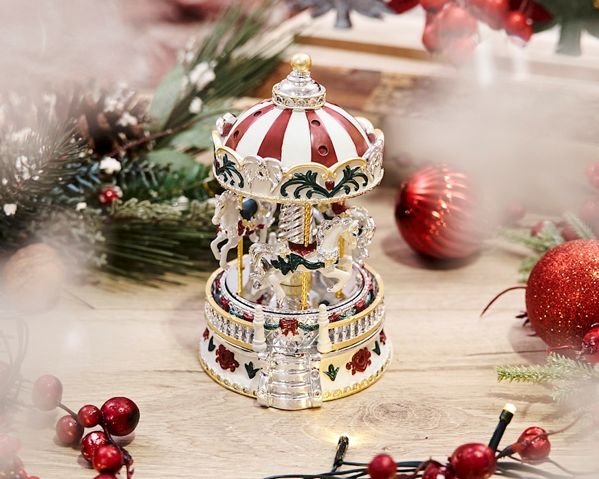 Idea regalo Natale Carillon giostra di cavalli rosso Selezione Zanolli