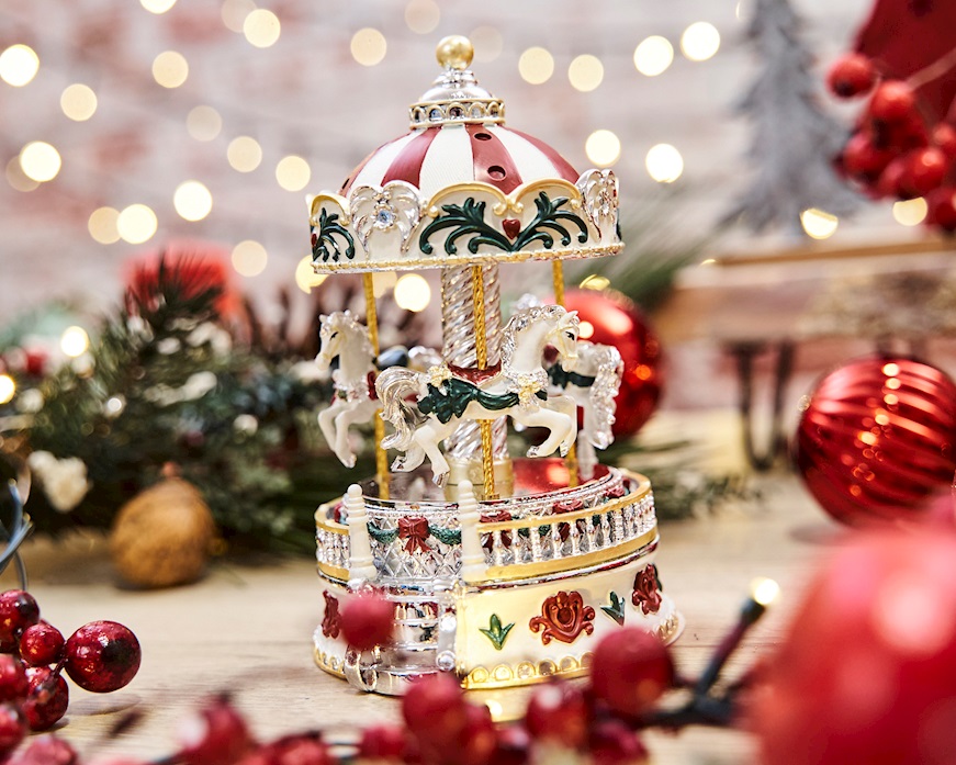 Idea regalo Natale Carillon giostra di cavalli rosso Selezione Zanolli